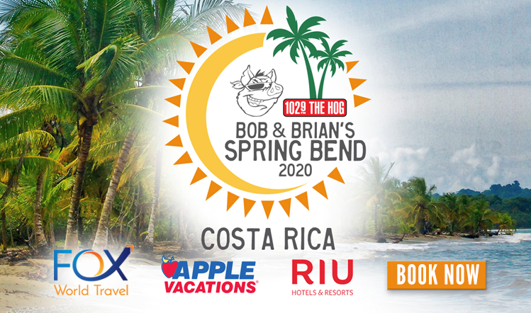 1029TheHOG's tweet photo. Get wild with Bob & Brian on their 7th annual #SPRINGBEND trip to... Costa Rica with @foxworldtravel!
Join Bob, Brian, Carrie, Eric for a week of fun at the all-inclusive Riu Palace Costa Rica Resort & Spa from March 6-13. BOOK NOW>> https://t.co/0bXwByBQeT https://t.co/4lkeuXXKWC