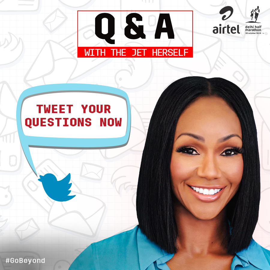 DelhiHM_'s tweet photo. The fastest woman alive is ready for an exclusive #AskMeAnything session, what more could you ask for?

Send in your tweets and stand a chance to get a personalised answer from @CarmelitaJeter herself. 

#GoBeyond #ADHM2019 https://t.co/p0jAb5Px9J