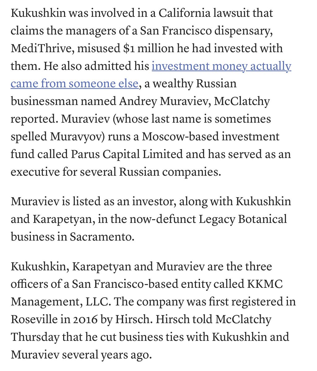 And he is involved in the California marijuana market with what looks to my eyes like the Serbian-American mob who often have a lot of intersectionality with the Russia/Ukrainian mafiya. Such is the nature of transnational organized crime.  https://www.sacbee.com/news/california/article236118253.html