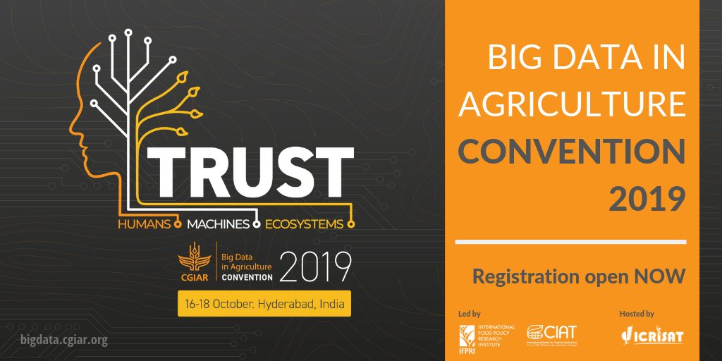 We need TRUST: in institutions, in firms, in dynamic + expanding human communities &amp; in the #technologies that will help us build resilient global #foodsystems 🌏 

Join @CGIAR_data for 3 days of action-based discussion at the 2019 #BigData Convention: ​bit.ly/2wlRv9d