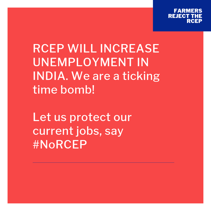 kiranvissa's tweet photo. 3 biggest problems in India: Unemployment, Agrarian Crisis, Falling industrial production. RCEP will make all 3 much worse! Why is Indian govt hesitating? Say #NoRCEP! @PMOIndia @nsitharaman @PiyushGoyal @AmitShah @sayantanbera @ShekharGupta @_YogendraYadav @pbhushan1 @kkuruganti https://t.co/QytD7RJBZM
