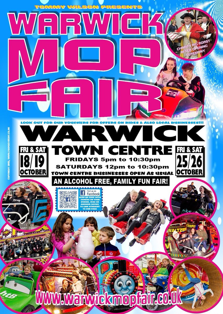 Scream if you want to go faster! 

Enjoy the thrills and spills of the family fun fair in Warwick town centre, as the Mop returns once again! 

This Friday 18 &amp; Saturday 19 October. 

warwickmopfair.co.uk
