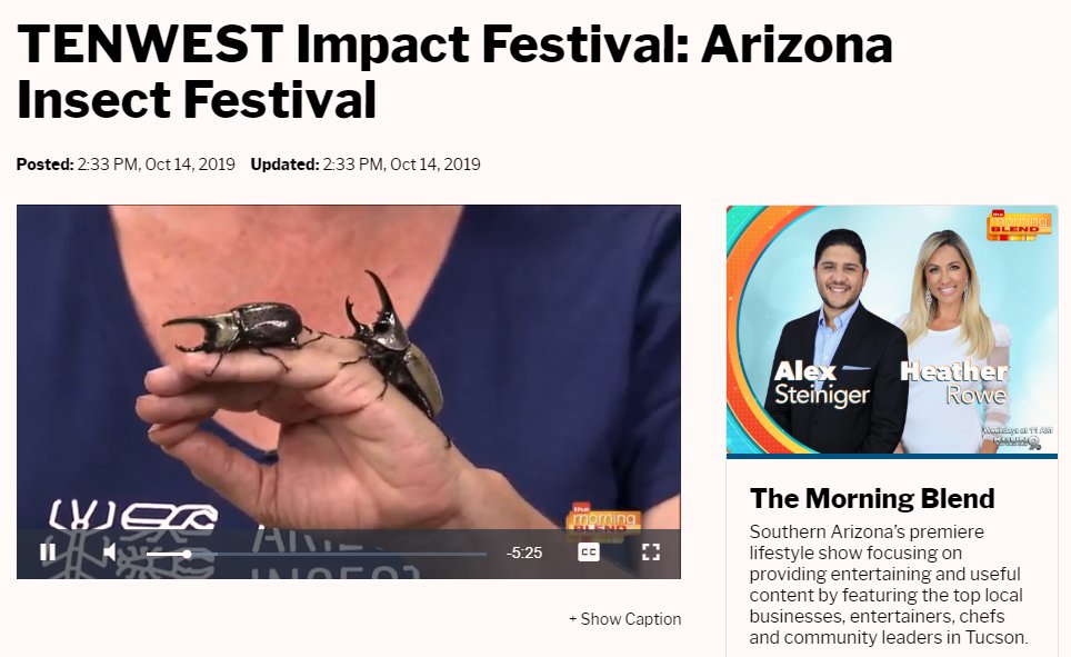 AZInsectFest's tweet photo. Our own Kathleen Walker and Wendy Moore appeared on KGUN 9 On Your Side's Morning Blend to talk about the insect festival! Check it out! We're so excited to be a part of the ten-day TENWEST Festival experience! #azinsectfest #tenwest #tucsonlovesbugs
https://t.co/cZf4rkqXBF https://t.co/Bopd5KXMcz