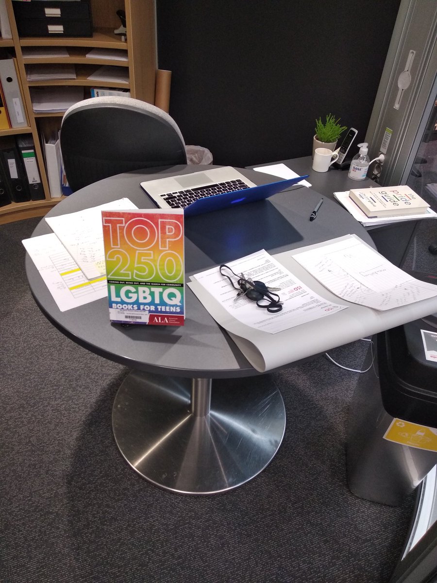 MrStuartCrouch's tweet image. Sending an #LGBTQ safe #library space message from my office desk #Tolerance #Diversity #dignity @isdedu