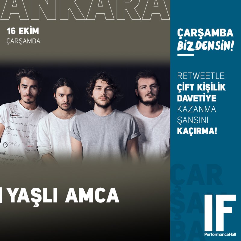 Bu iletiyi RT’leyenler arasından 2 takipçimiz yarın akşamki "Yaşlı Amca" konserine çift kişilik ücretsiz giriş kazanacaklar...