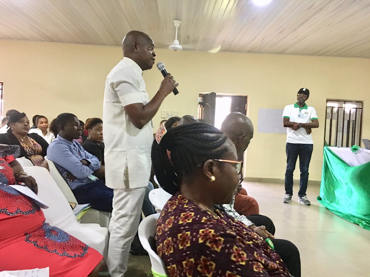 inecnigeria's tweet photo. Some Members of INEC Bayelsa State staff in an interactive session with the Hon. Chairman INEC, Prof. Mahmood Yakubu and his team at the ongoing meeting with staff at INEC Bayelsa State Office.
#BayelsaDecides2019 https://t.co/gCrHHhMXzz