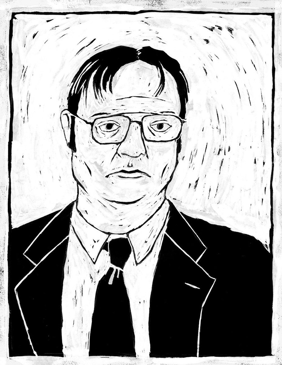 forgot about these portraits a made several years ago when i was binging the office and really into german expressionist woodcuts #inktober #theoffice 