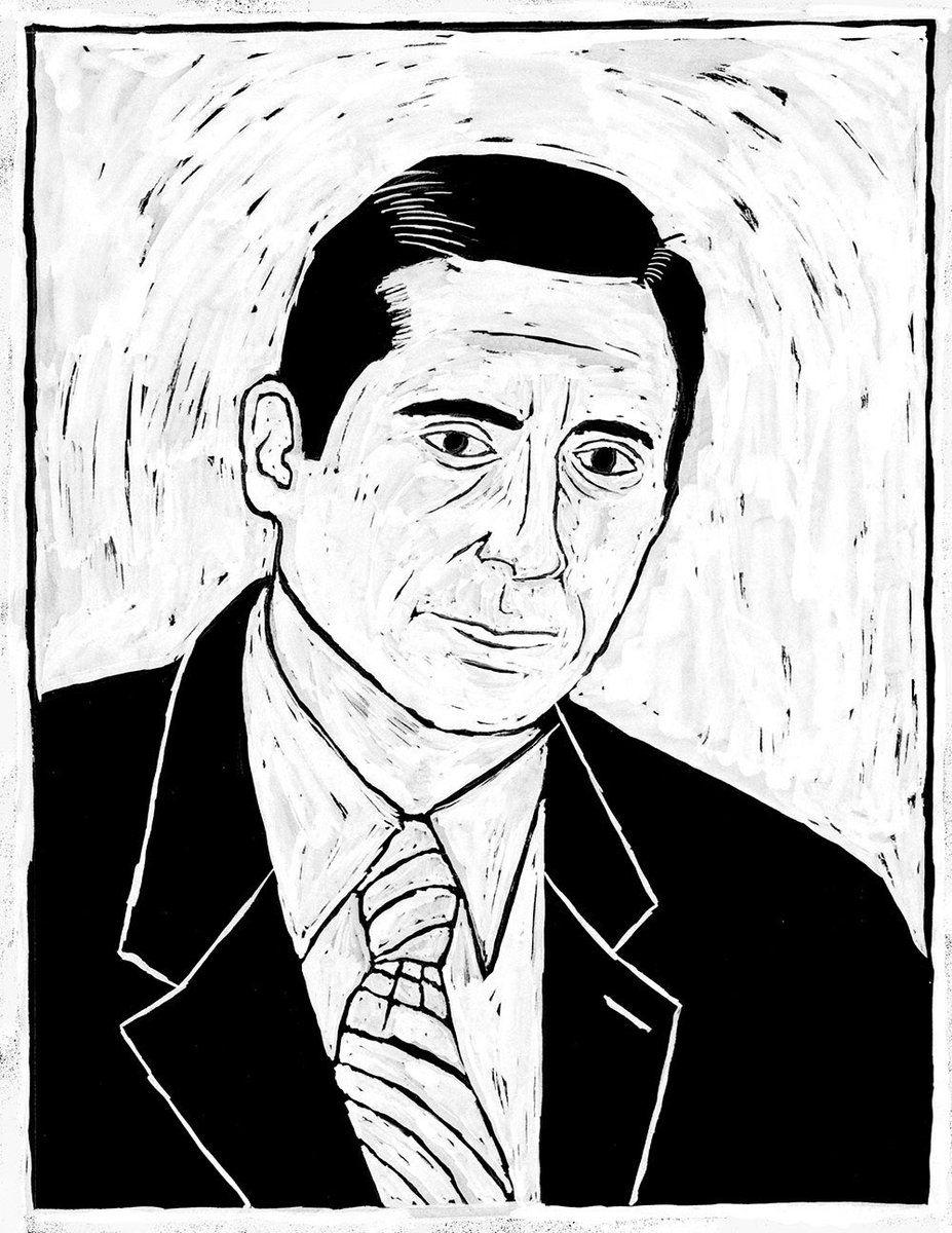 forgot about these portraits a made several years ago when i was binging the office and really into german expressionist woodcuts #inktober #theoffice 