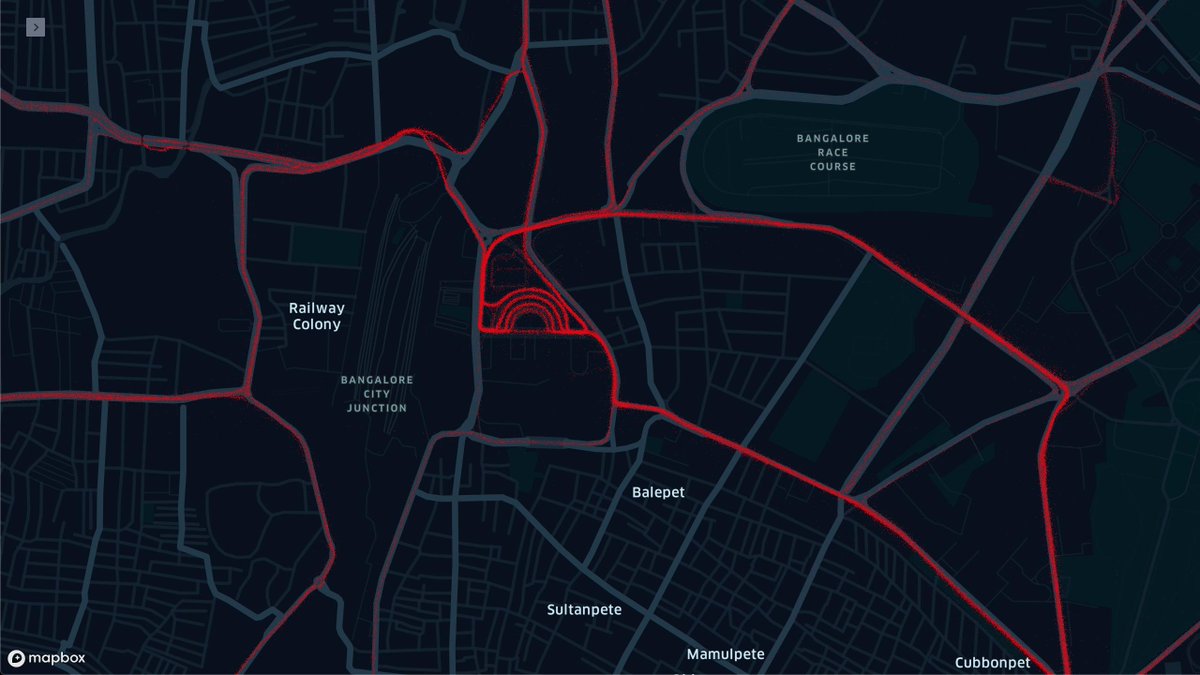OneHour_Project's tweet photo. Super impressed 🙏 by the coverage of @BMTC_BENGALURU  Thanks to about 6 hours of Vehicle Tracking System (VTS) dataset from last week's Data Jam organised by @DataKindBLR Interestingly only 33% of the data collected is from when the buses are in motion.

#Bengaluru #BMTC #Map https://t.co/7eSc4MHBg0