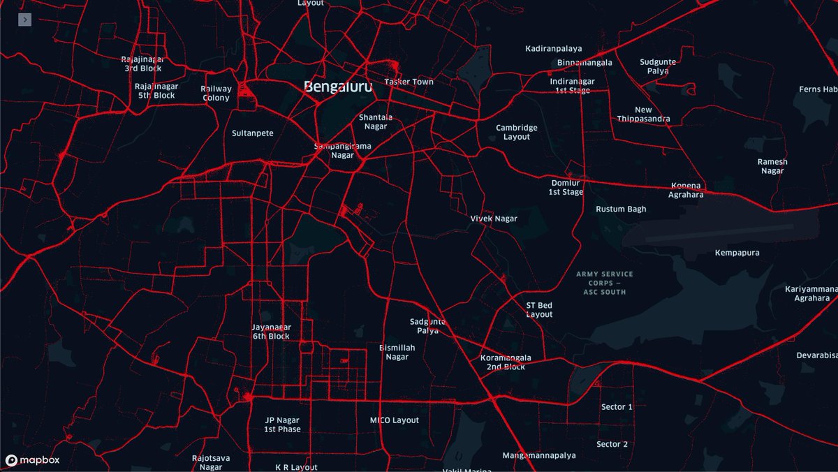 OneHour_Project's tweet photo. Super impressed 🙏 by the coverage of @BMTC_BENGALURU  Thanks to about 6 hours of Vehicle Tracking System (VTS) dataset from last week's Data Jam organised by @DataKindBLR Interestingly only 33% of the data collected is from when the buses are in motion.

#Bengaluru #BMTC #Map https://t.co/7eSc4MHBg0