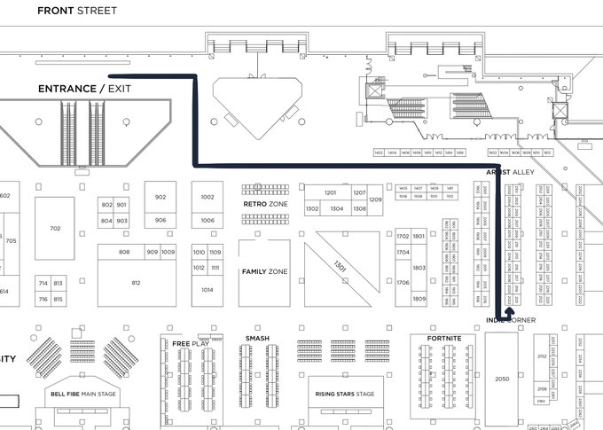 This is my first time having a corner booth too!! im really excited to see everyone! Here's a map with the path from the entrance to my booth! 