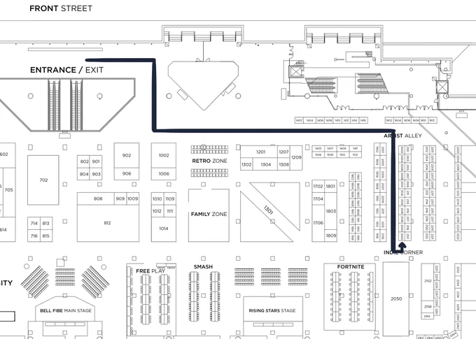 This is my first time having a corner booth too!! im really excited to see everyone! Here's a map with the path from the entrance to my booth! 