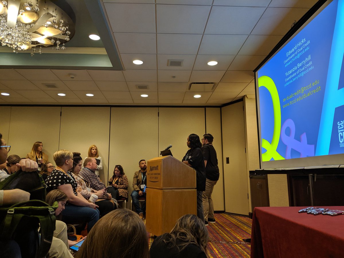 kh_unc's tweet photo. Packed session on dual credit orientation. I'm in an orientation revamp state of mind & this session was phenomenal! Prepared students = successful students! Taking so much inspiration back from TCC's orientation. #nacepslc https://t.co/HVmDRxHkiJ