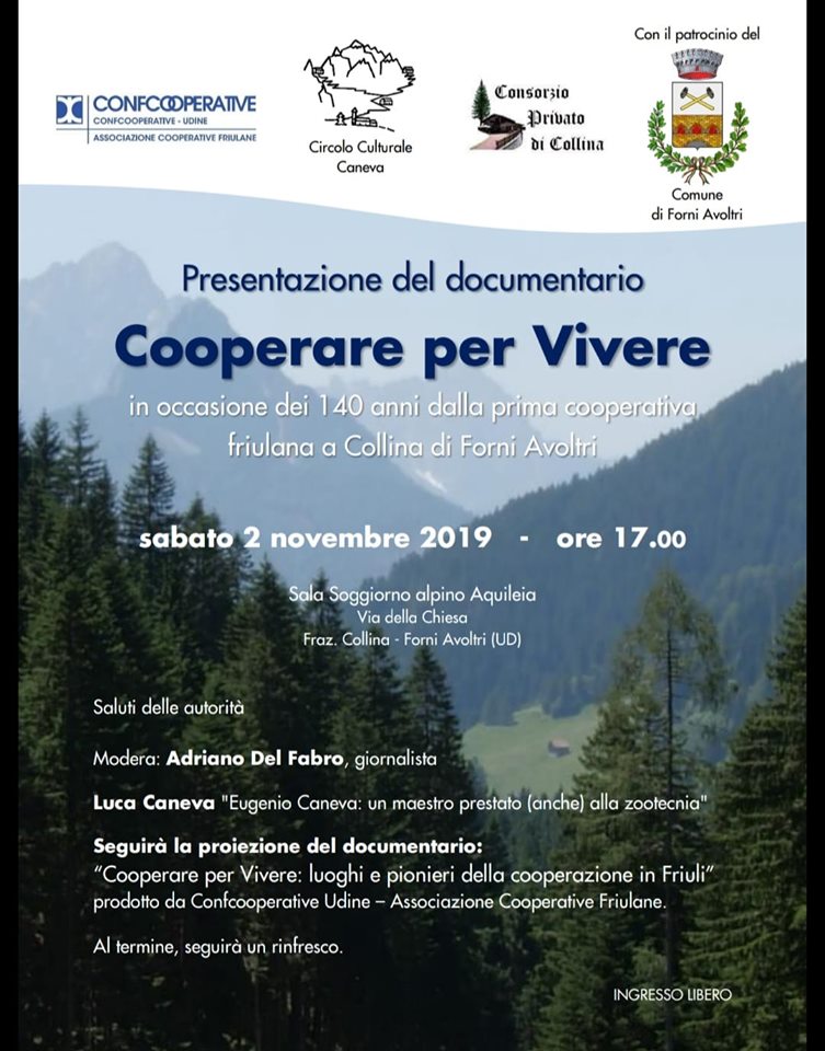 CollinadiFA's tweet photo. SABATO 2 NOVEMBRE 2019 
Ore 17.00
PRESENTAZIONE DEL DOCUMENTARIO
“COOPERARE PER VIVERE”

#Montagna #Cooperative #FVGLive #Carnia #FriuliVeneziaGiulia https://t.co/RymZSBpMex