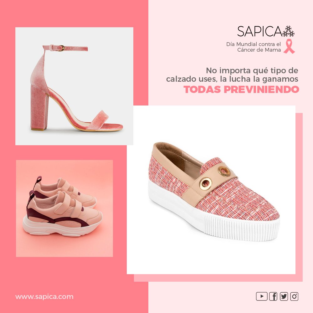 SAPICAmexico's tweet photo. En el Día Mundial contra el #CáncerdeMama, te invitamos a explorarte y acudir con tu médico ante cualquier anomalía 🖐💕 #SalvarteEstáEnTusManos #OctubreRosa  

👉Calzado: @PateyWoman, #Alfie y @BrantanoMx https://t.co/lgJijb51SS