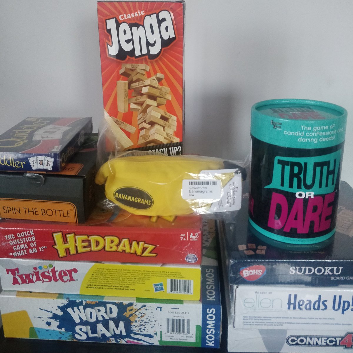 thegambitng's tweet photo. We've got some new board games in!
#Gambit #Rent #Play #GameNight #Jenga #Quiddler #Scrabble #TruthOrDare #Hedbanz #SpinTheBottle #Bananagrams #Sudoku #HeadsUp #Connect4 #Twister #WordSlam https://t.co/Bm2NlcjrWf