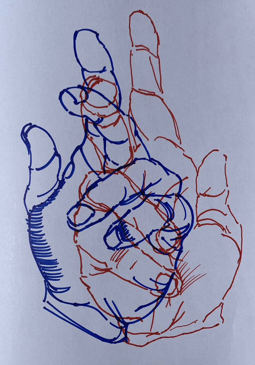 artkaisucks's tweet photo. red hand was drawn with my right hand and the blue hand was drawn with my left https://t.co/tLU9TpUTDr