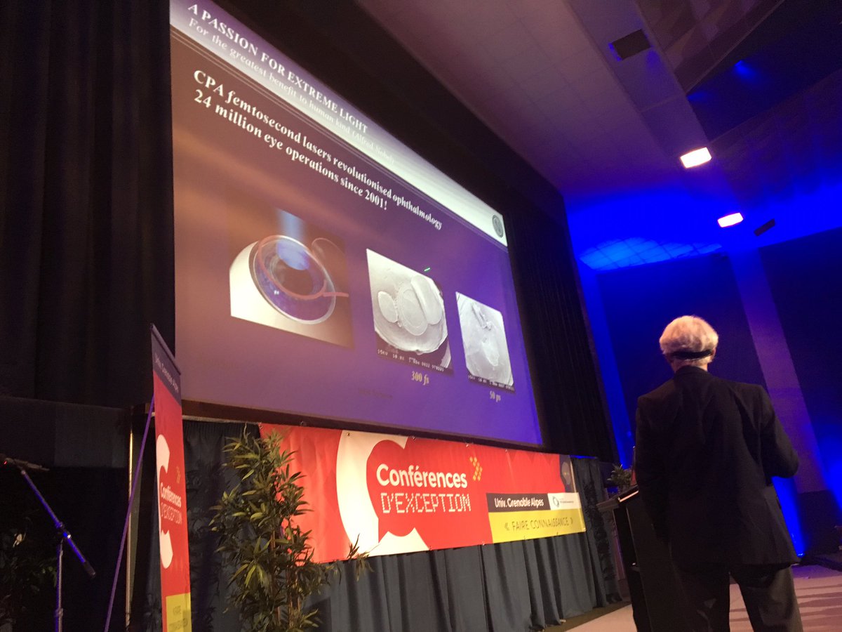 JakobiakMuriel's tweet photo. Impressionnante histoire de #sérendipité par le Prix Nobel de Physique Gérard Mourou qui raconte la découverte par accident de l’application du CPA (chirped pulse amplification) en ophtalmologie. 24 millions d’opérations de la cornée par #Laser depuis 2001. #ConfException https://t.co/H1cBLS3dLS