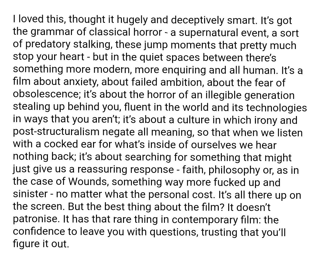 BabakAnvari's tweet image. Love this note on our film #Wounds from my friend in publishing James Roxburgh, senior editor @AtlanticBooks. #woundsmovie #armiehammer #dakotajohnson #zaziebeetz @hulu #Netflix #hulu @NetflixUK #HorrorMovies #huluween