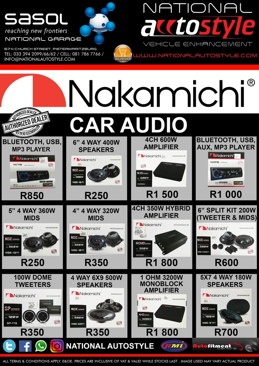NatAutostyle's tweet photo. Nakamichi Specials at National Autostyle in Pietermaritzburg https://t.co/VD9sZW79fL