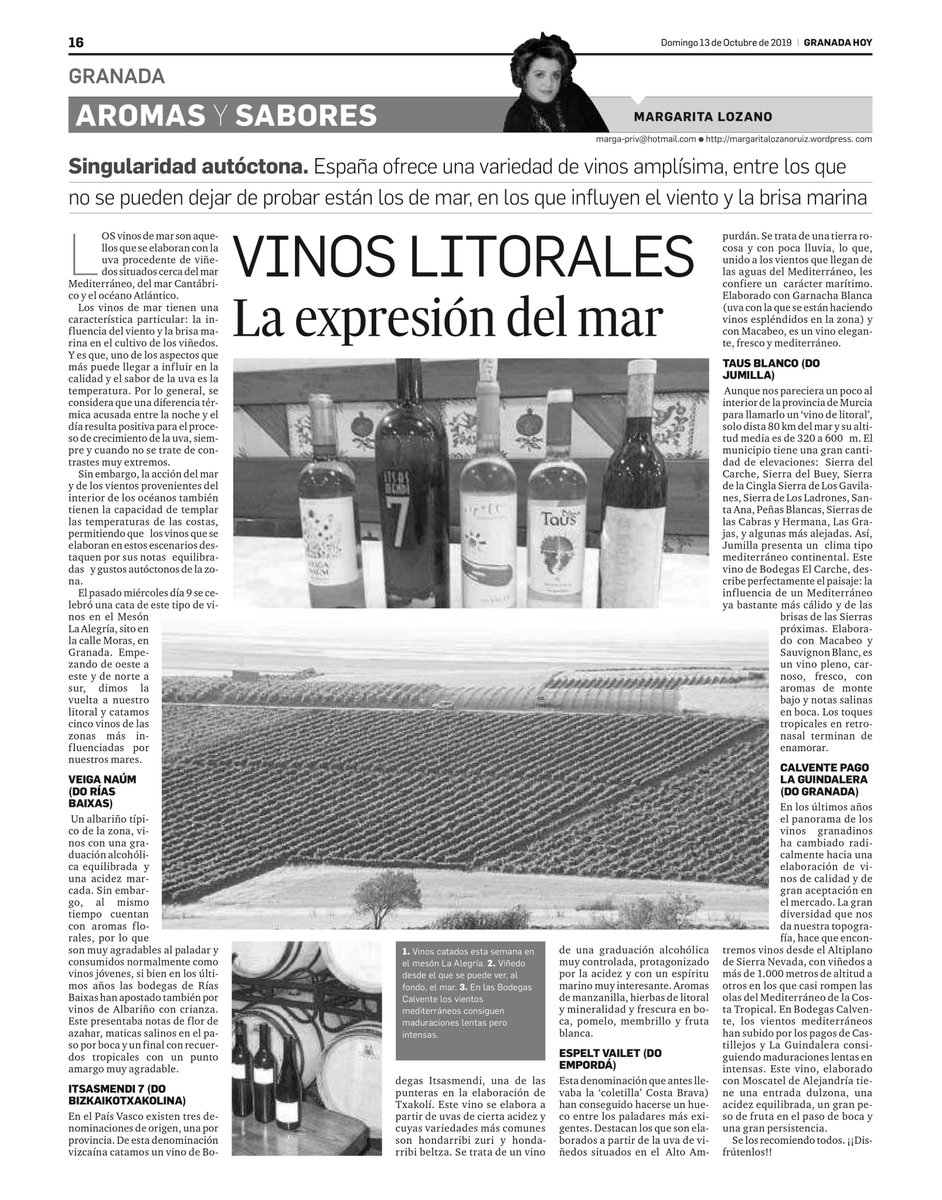 CellerEspelt's tweet photo. A @granadahoy, crònica d'un tast amb #Vailet @DOEmporda #cellerespelt. ¡Gracias, Margarita! "Esta denominación que antes llevaba la ‘coletilla’ Costa Brava)
han conseguido hacerse un hueco entre los paladares más exigentes..." #vicatalà https://t.co/m87XWSVImf