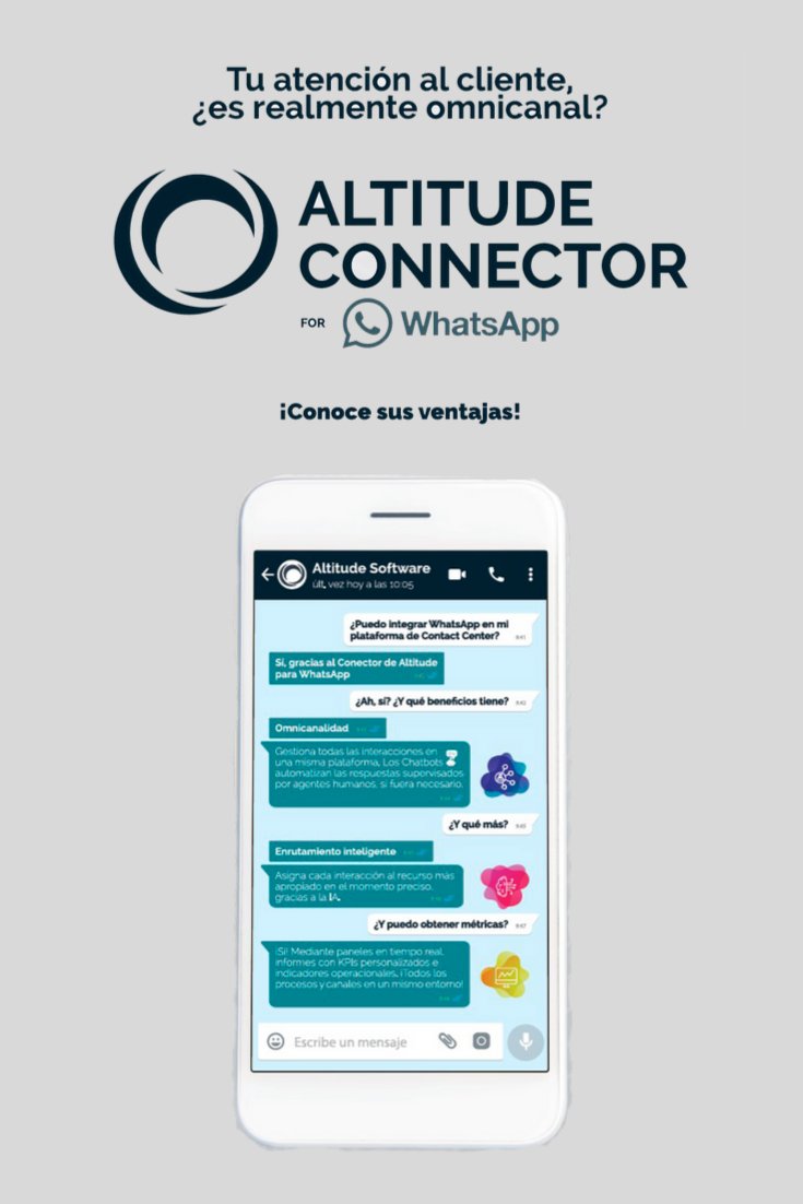 bgortz's tweet photo. #WhatsApp Connector, Coversational Assistant y #XperienceinaBox para #BPO, algunas de las novedades que Altitude Software ha presentado este año en #ExpoRC2019 - @RelacionCliente https://t.co/nz0lgEZOrz @altitudesoft_es #WhatsAppBusiness https://t.co/Ej3dJAvwbv