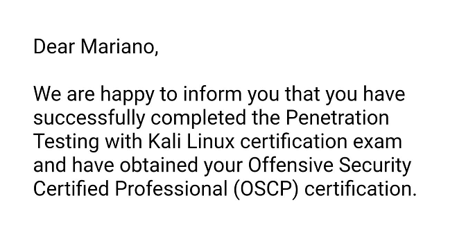 MarianAmoroso's tweet photo. I tried harder and finally got the #OSCP! Thank you @offsectraining ! https://t.co/X4Atve5hPg