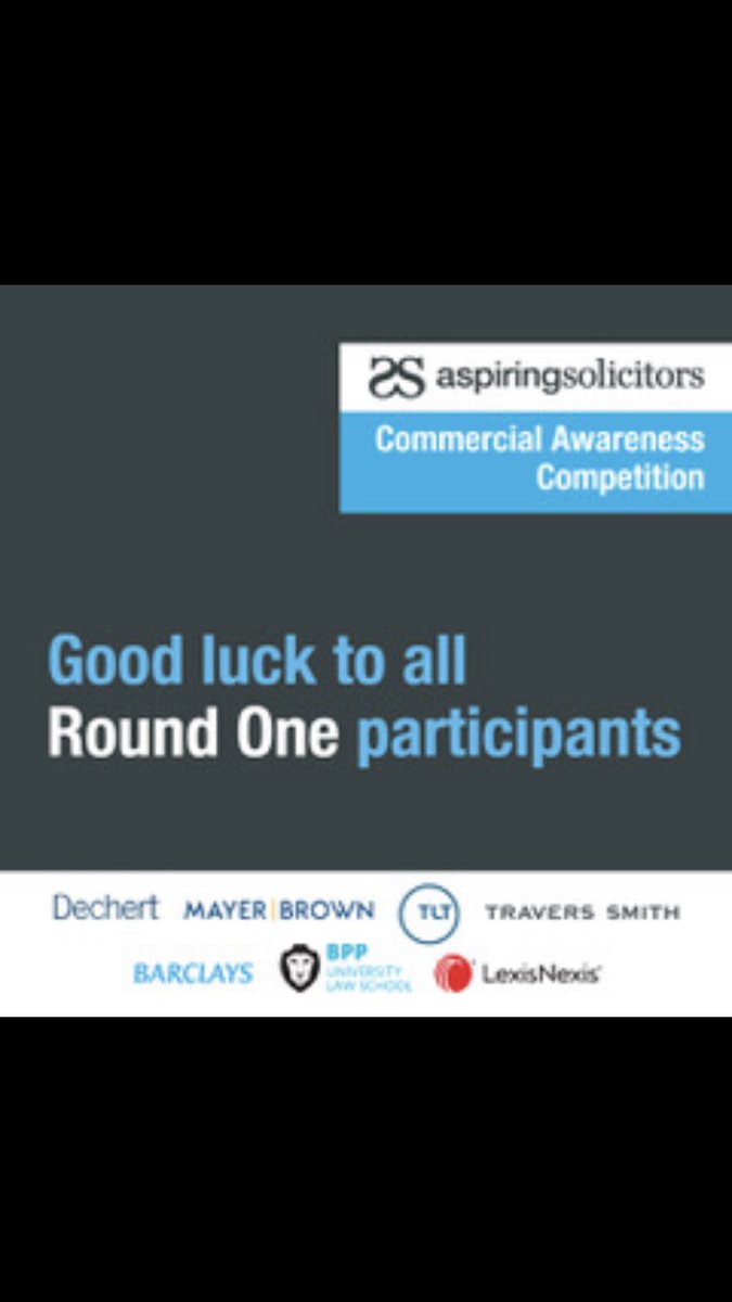 After an incredible response to the AS Commercial Awareness Competition, round 1 has begun! Best of luck to all participants. Have you completed it yet? Comment below and let us know.
 
#AspiringSolicitors #CAC2020 #CommercialAwareness #TrainingContract #VacationScheme