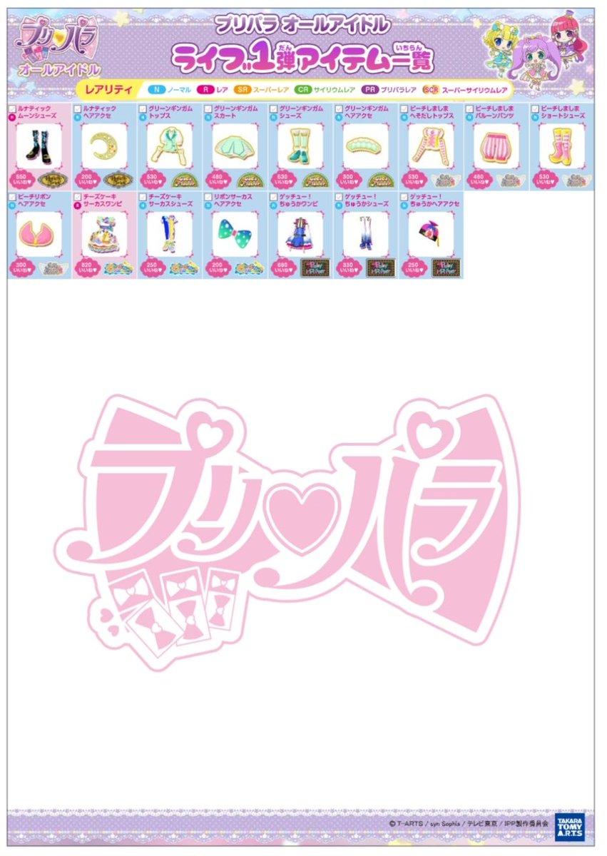ゆら プリパラ オールアイドルライブ1弾 T Co Rgt9v10zj3 アイテム一覧やコインショッピング等の情報がアップされてました