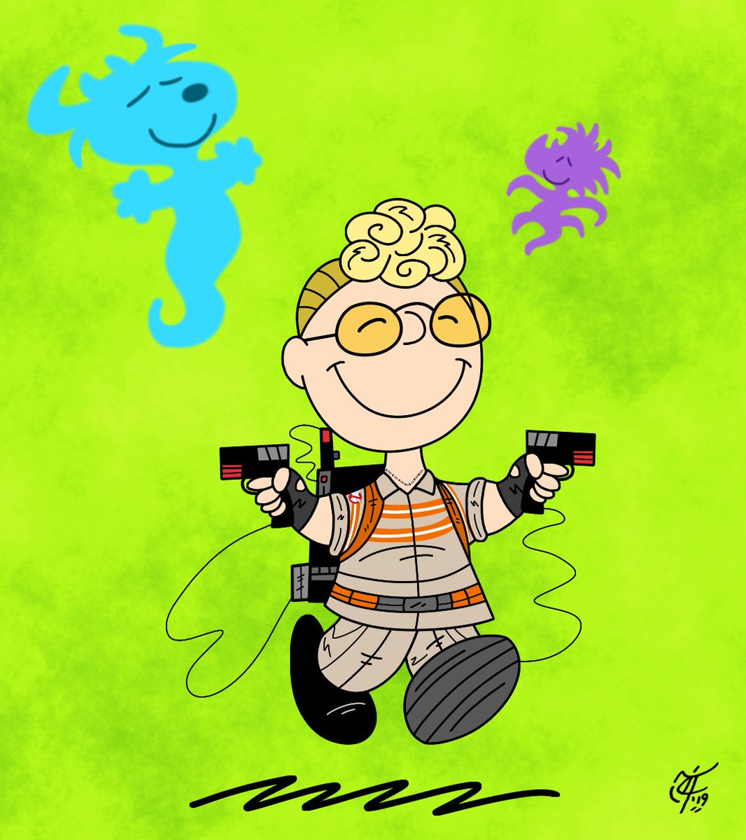ScooterDoodles's tweet photo. "Happiness is a warm proton pack." 👻😉

A Schulz-style Holtzmann from "Ghostbusters" (2016) for my sister's birthday today. Happy Birthday, @jedileary! 🎂😄 #Spooktober2019 #Ghostbusters2016 #Holtzmann #Peanutsstyle https://t.co/uDTfDjCmti