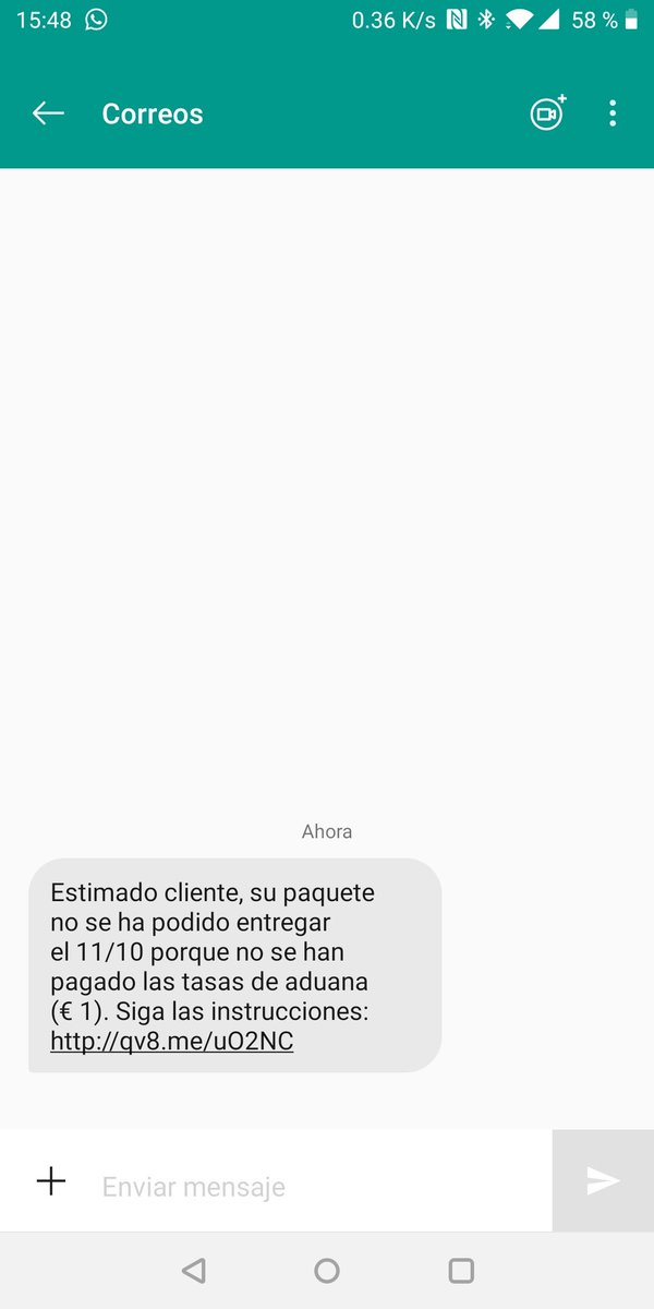 dantart's tweet image. Ojo phising simulando a @Correos. No caer en la trampa. Fijaros en la dirección donde va. En cualquier caso, nunca fiarse de mensajes donde se te invita a poner una forma de pago. cc @policia @guardiacivil