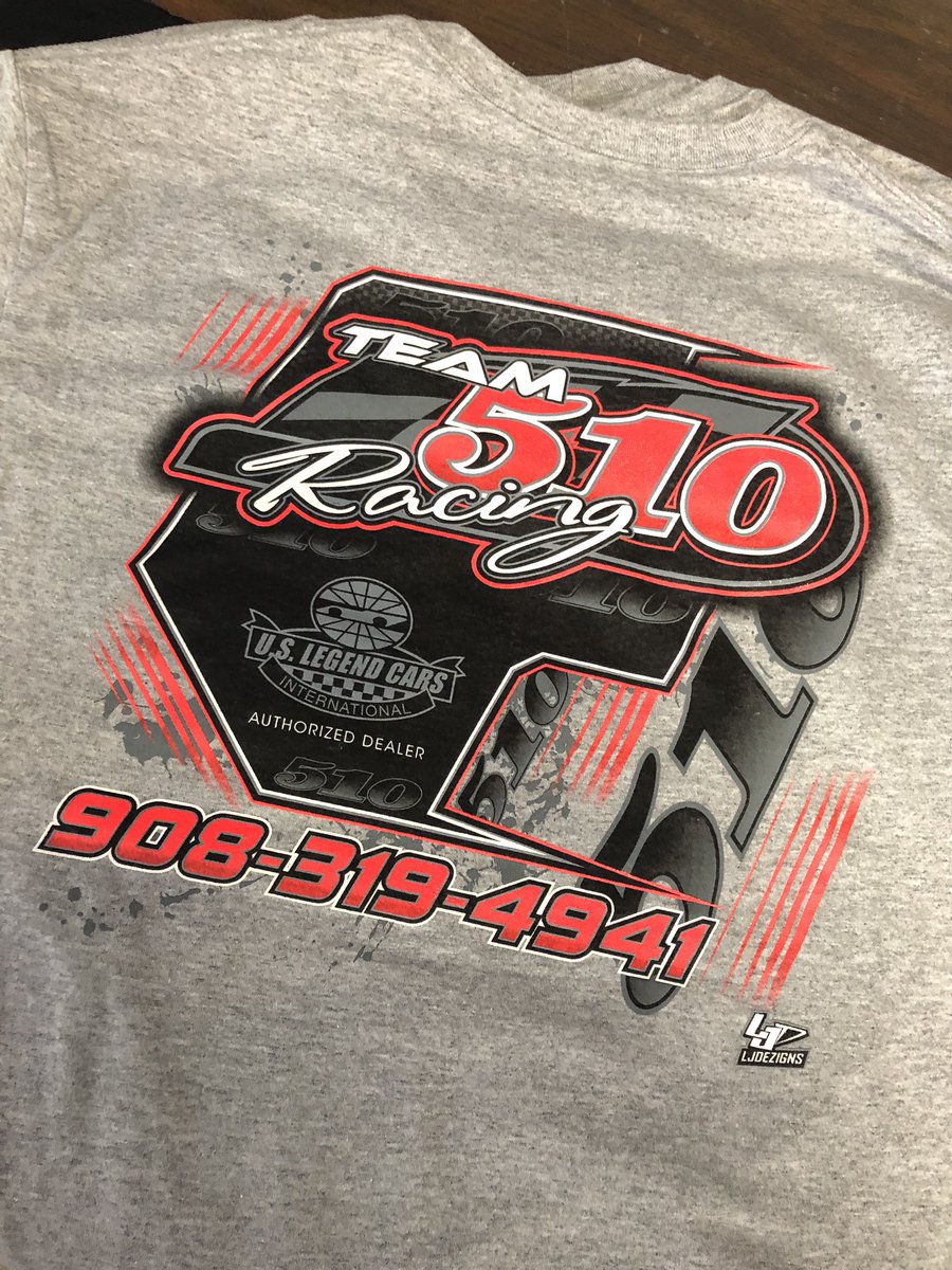 LJDezigns81's tweet photo. Another order ready for the @uslegendcars asphalt Nationals this weekend. This one for the McCollum guys with Team 510 Racing. #ljdezigns #anotherlevel #screenprinting #racetee https://t.co/RBnHfaU9NQ