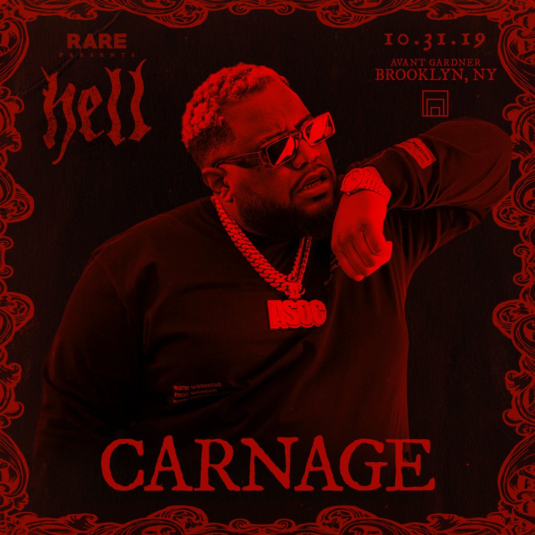 rarefest's tweet photo. @djcarnageofficial will be bringing HELL to Avant Gardner in Brooklyn this Halloween 🔥🎃 https://t.co/GYLApGjLVZ