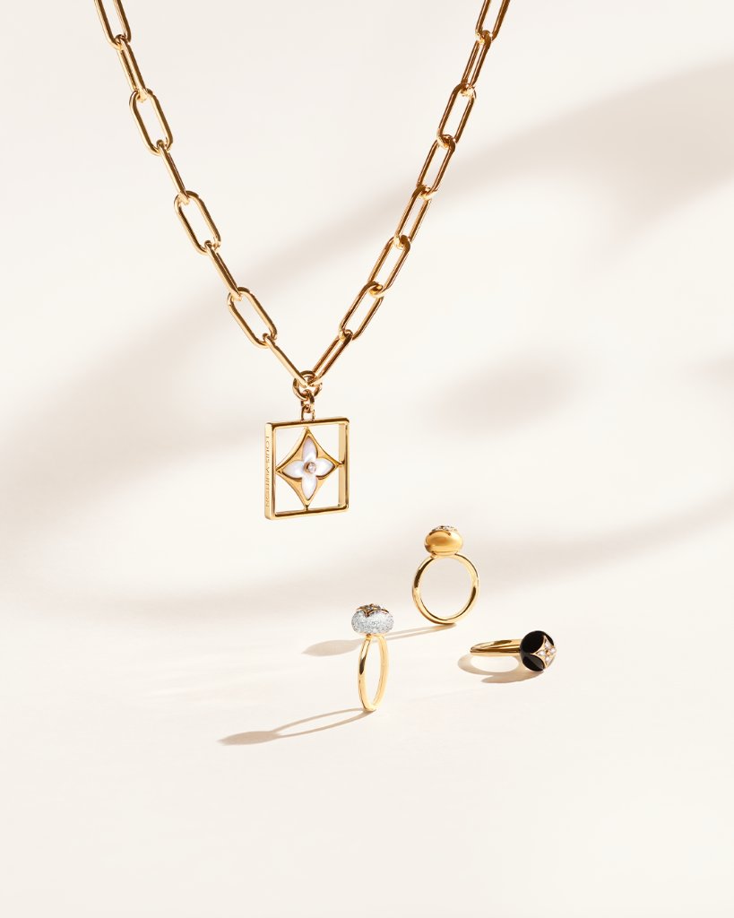 Louis Vuitton on X: Geometric volumes. A necklace and rings from