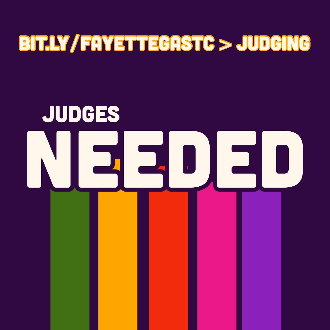 gastcfayette's tweet photo. Judges are needed for the November 2nd #gastcfayette2019 event.  We need 60-80 judges for the competition.  A goal would be to have a pair of judges for each category.  Become a judge today at https://t.co/Bv8GCcAeGq > Judging. @fcboe #excellenceandcreativity https://t.co/44T12GPt3K
