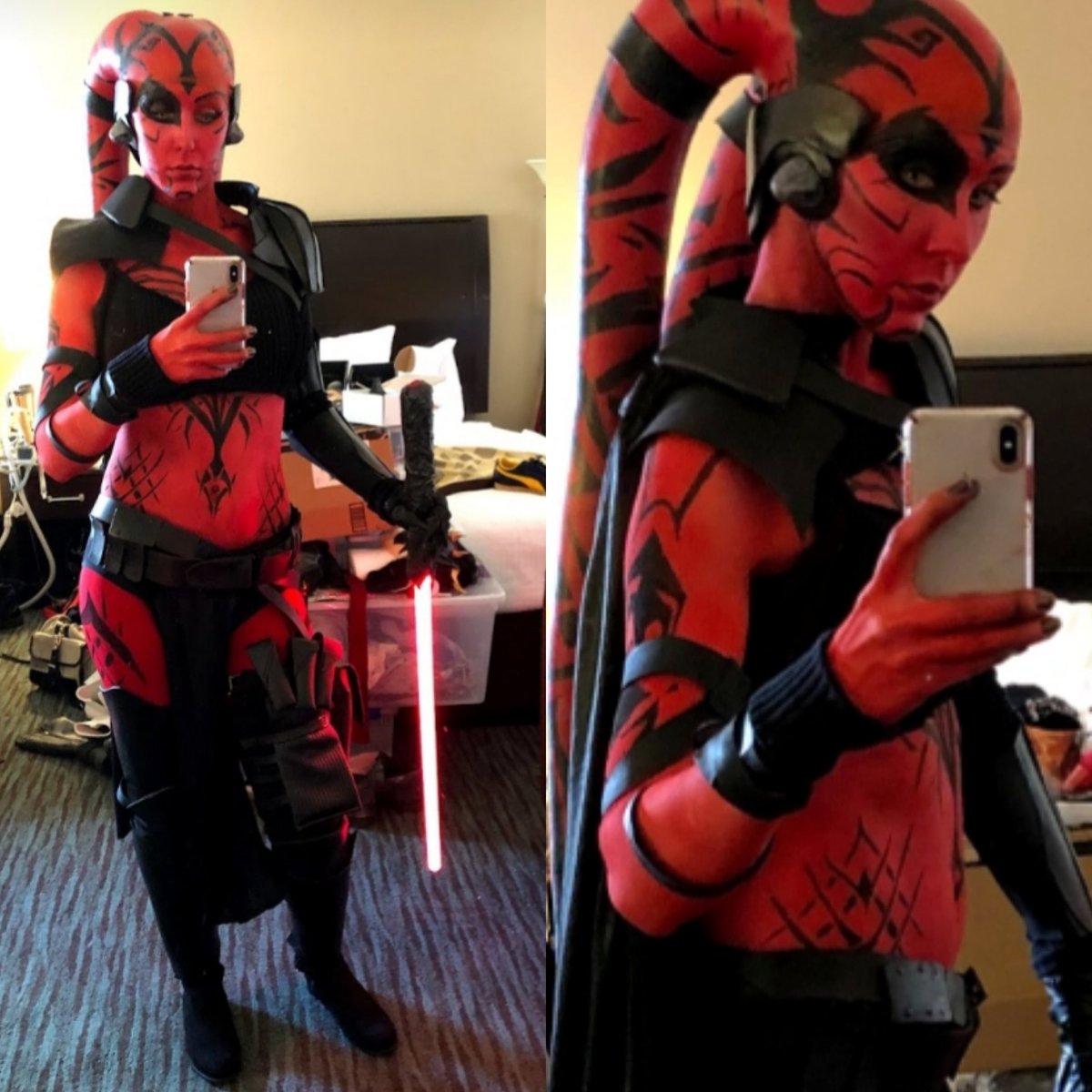 BlondieDoesThis's tweet photo. What's good about Tuesday??
Twi'leks and Tacos!
Happy Tuesday!
Darth Talon by me
Red Lekku from Twilek Pam
Tattoos by me!
#darthtaloncosplay #cosplaybabe #sithbabe #twilektuesday https://t.co/f0ZY92kGnV