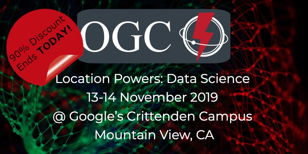 opengeospatial's tweet photo. The 90% off early bird special for Location Powers: #DataScience ENDS TODAY!
Join the discussion with experts on #MachineLearning, #AI, cloud comp, and #GIS plus leaders in social sciences, business development, and government policy https://t.co/ral6DWT2VR #LP_DS https://t.co/vTTXVW740i