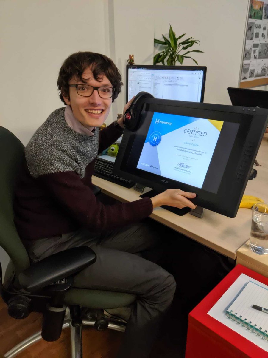 sunandmoon_anim's tweet photo. Proud of our boy Dan, he went and got certified as a Toon Boom Professional! 👨🎓🥂👨🏫 Nice one @danielkeebleart
You can learn with Dan, the #totesprofesh Toon Boom chap on our very own course, running 04th - 7th November. Sign up to book your place: https://t.co/d15VY89P2h https://t.co/BPGq54SSXT