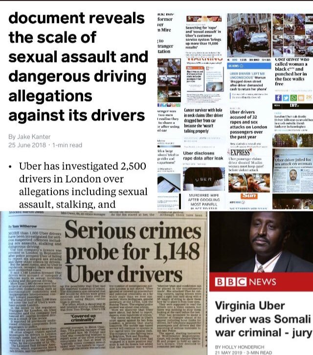 Mattblacktaxi's tweet photo. @_shutupshan @UberUK I’m sorry you’ve had to find out the hard way with this company, the VC want their money back.
There are many scams associated with this company notably #Vomitfraud but at the darker end of the spectrum there are countless incidents of #Uberrape #Ubersexualassault https://t.co/cwWJwoiJzw