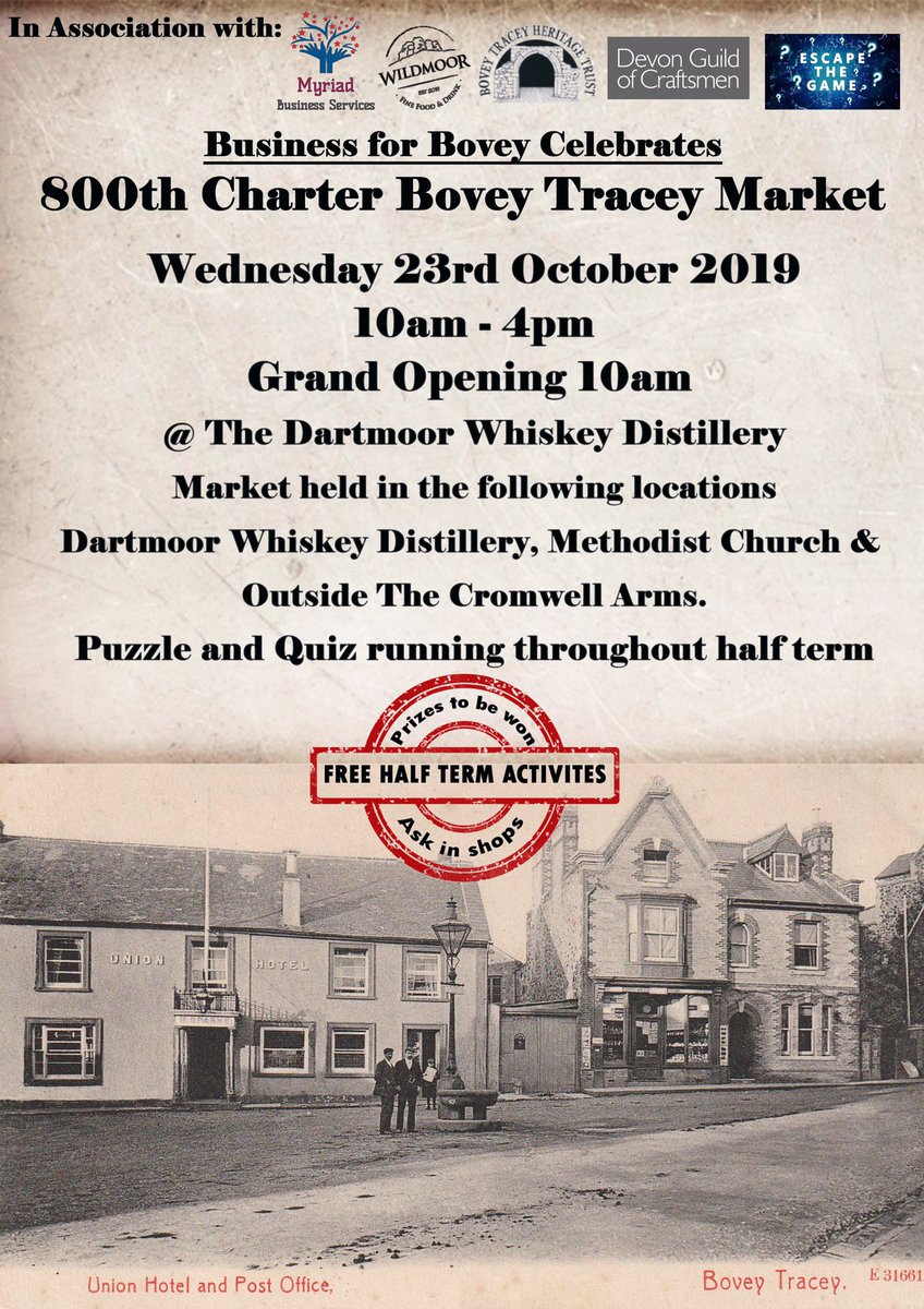 Exciting things happening in #BoveyTracey next week. 😀#Heritage #halfterm