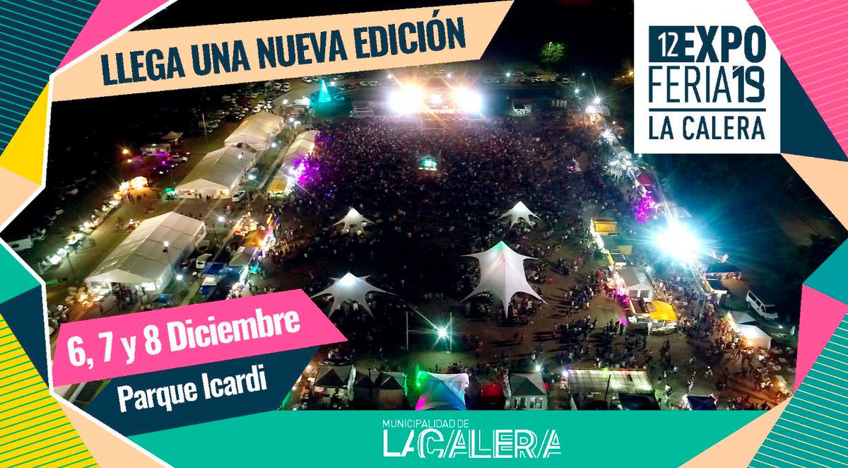 ExpoFeriaCalera's tweet photo. Ya estamos en Marcha .... 6, 7 y 8 de Diciembre Expo Feria La Calera 2019 !!!!
Te esperamos en el Parque Icardi para divertirnos en familia
#expoferialacalera #sierraschicas #diversion #lacalera #coinarcu https://t.co/1Qlxo79lKr