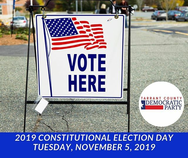 TarrantDemParty's tweet photo. Make your plan to vote in the November Constitutional Election. Early Voting is 10/21 - 11/1, election day is 11/5. #voting2019 #TarrantDemsTX Learn more here: https://t.co/50ubQmj02u https://t.co/1dFMVlFcze https://t.co/bPulTmeAhM