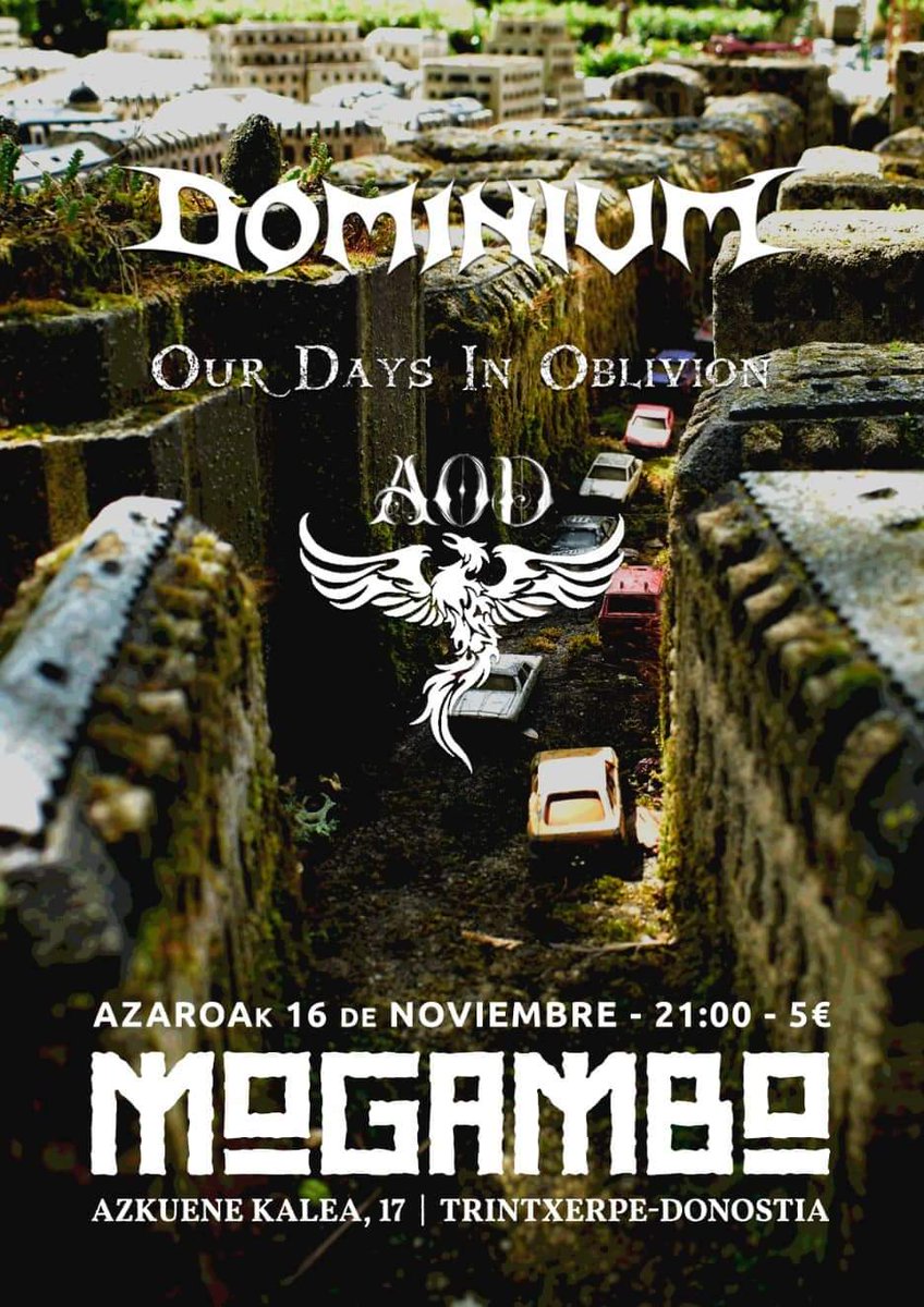 Primer concierto de la nueva era. Sólo 5€ el próximo 16 de noviembre. #Mogambo #AOD y <a href="/OdioBanda/">O.D.I.O Our Days In Oblivion</a>.