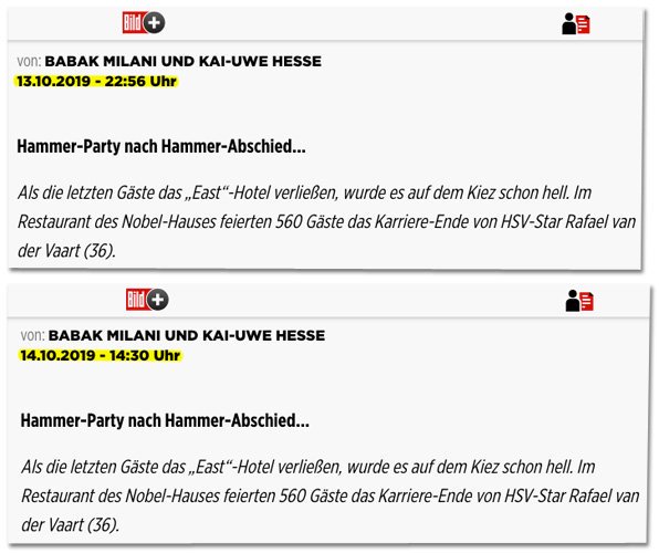 BILDblog's tweet photo. Was passiert, wenn man @BILD darauf hinweist, dass Autoren bestimmte Fakten zum Veröffentlichungszeitpunkt gar nicht wissen konnten?

a) Korrektur
b) Entschuldigung
c) Redaktion ändert Veröffentlichungsdatum so um, dass es wie sauber recherchiert aussieht
https://t.co/Pe8v4Re8nf https://t.co/b9vuYWuqTs