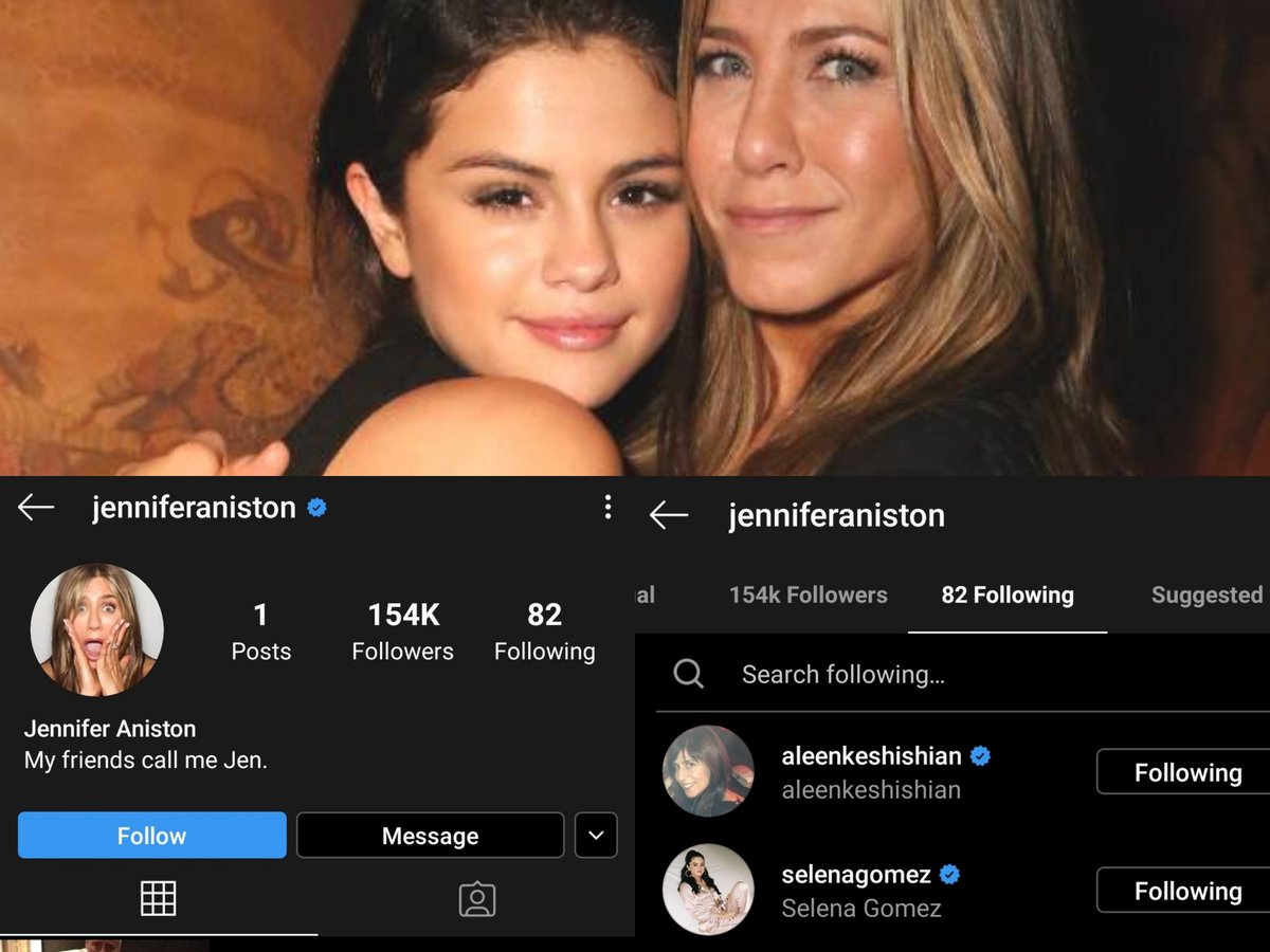 Selena Gomez Fan Acc در توییتر Jennifer Aniston Started Following Selena Gomez On Instagram Jennifer Aniston Empezo A Seguir A Selenagomez En Instagram Https T Co Disfujlgwe