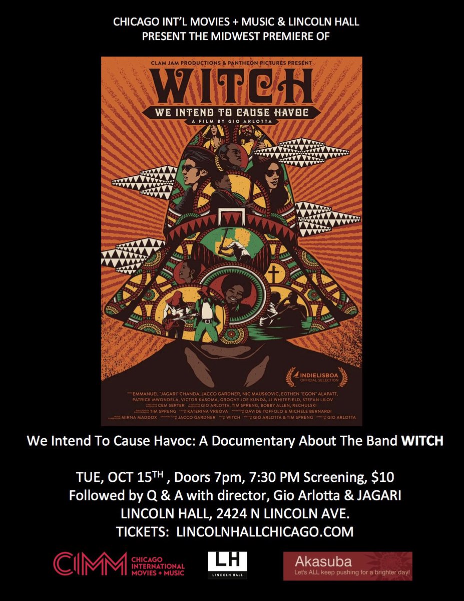 CIMMpresents's tweet photo. TONIGHT TONIGHT!   Chicago premiere of the WITCH doc film.  Join us and use discount code HAVOC for $2 off for #CIMM likers.  tickets:: https://t.co/VMgLm4y6Zi https://t.co/aVwczmQtW1