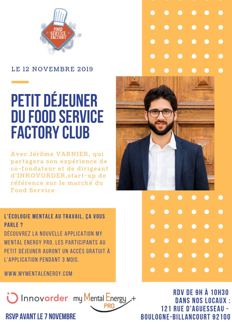 Le Food Service Factory Club, dédié aux startups digitales de la restauration et de l'hôtellerie, organise son 1er petit déjeuner le 12 Novembre dans nos locaux ! 
Rejoignez-nous !