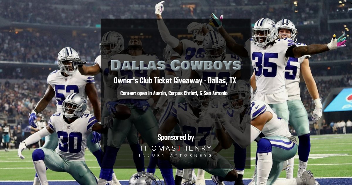 thomasjhenrylaw's tweet photo. Enter now for your chance to win a family 4-pack of Owners Club tickets to see the Dallas Cowboys play against the Philadelphia Eagles on 10/20!

Here's how to enter:
- FOLLOW us
- LIKE &amp; RT this post
- TAG a friend

For additional entries, you can enter through our FB and IG! https://t.co/JEqy4J2IZp