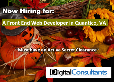 DigiconRocks's tweet photo. Fall is in the air and so is a new opportunity at Digital Consultants! We currently have an opening for a Front End Web Developer in Quantico, VA. Must have an Active Secret Clearance and 8 years of experience. APPLY TODAY @ https://t.co/7MHmOtO0kL!!
#DigiConRocks #webdeveloper https://t.co/Vcayl0m6EQ