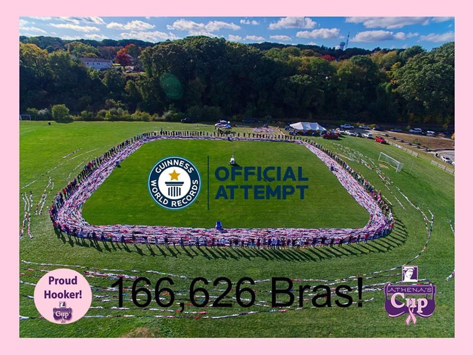 athenas_cup's tweet photo. We can’t wait to meet with you tomorrow,
@GWR to validate this Guinness World Record! We currently have over 179,000 bras in the chain! #guinnessworldrecord #bras #theathenascup #officialattempt #breastcancerawareness #earlydetection https://t.co/hafqeTGzVz